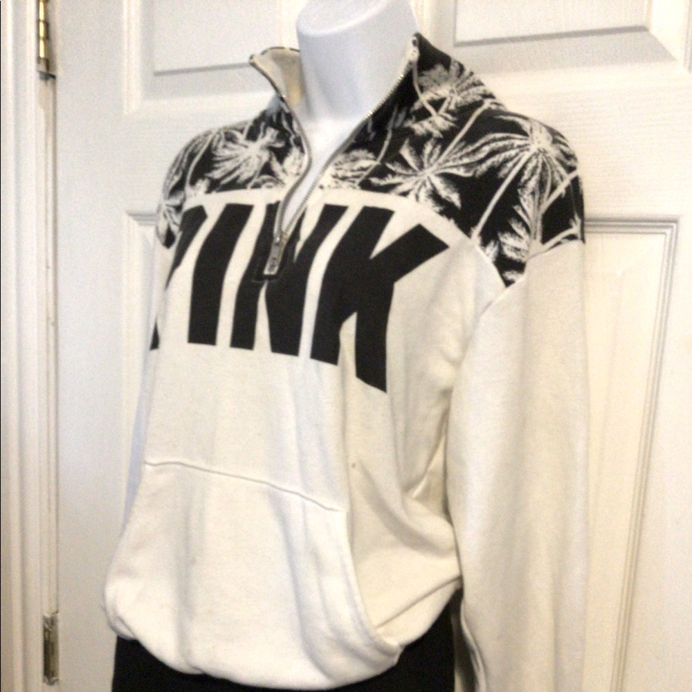 Pink quarter zip hoodie w pockets